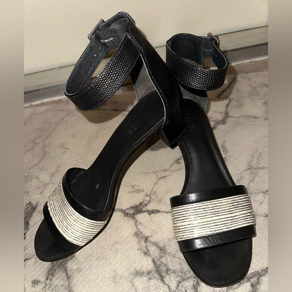 VINCE vero cuoio women’s snake print striped black low block heels 6.5 - Picture 4 of 13